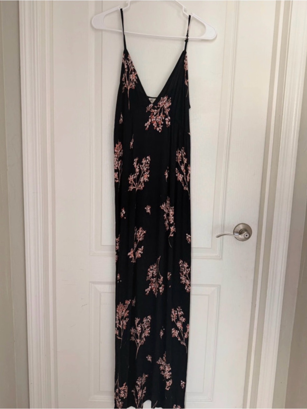 Billabong Black Maxi Slip Dress with Pink Floral Print